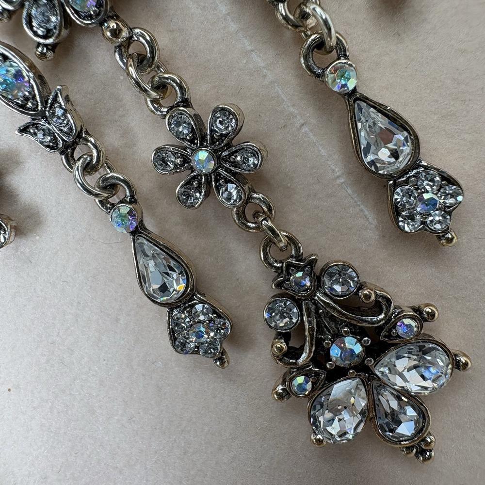 Kirks Folly Dream Mist Aurora Borealis Crystal Floral Dangle Bib Necklace w/Box - Picture 5 of 13